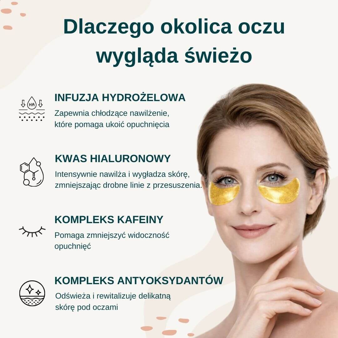 24K Gold Eye Mask dla wypoczętego i przebudzonego spojrzenia